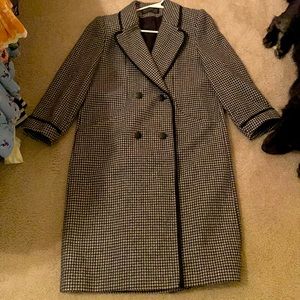 Vintage 80s petite full length herringbone pea coat